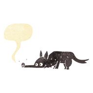 cartoon dog sniffing floor with speech bubble