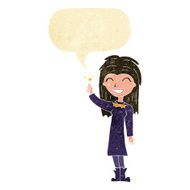 cartoon friendly witch girl with speech bubble N2