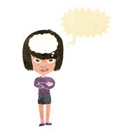 cartoon woman with folded arms imagining speech bubble N2