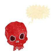 cartoon spooky skull with speech bubble N19