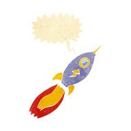 cartoon rocket with speech bubble