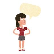cartoon woman with hands on hips speech bubble N16