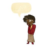 cartoon woman with hands in pockets speech bubble