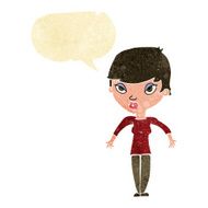 cartoon woman shrugging shoulders with speech bubble N31