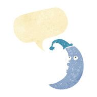 sleepy moon cartoon with speech bubble