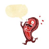 meat cartoon character with speech bubble