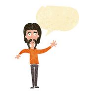 cartoon waving man with mustache speech bubble N2