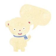 cartoon polar bear waving with speech bubble