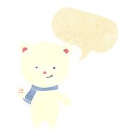 cartoon polar bear waving with speech bubble N2