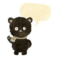 cute cartoon black bear waving with speech bubble