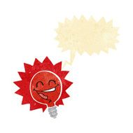 happy flashing red light bulb cartoon with speech bubble N2