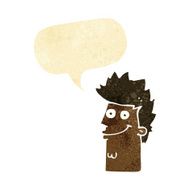 cartoon happy man face with speech bubble