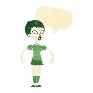 cartoon zombie monster woman with speech bubble N2