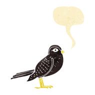 cartoon garden bird with speech bubble N4