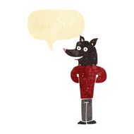 cartoon wolf man with speech bubble