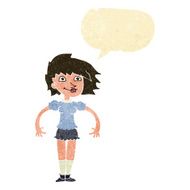 cartoon happy woman with speech bubble N21
