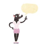 cartoon werewolf woman with idea speech bubble