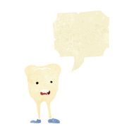 cartoon happy tooth with speech bubble