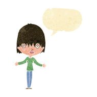 cartoon woman shrugging shoulders with speech bubble N33