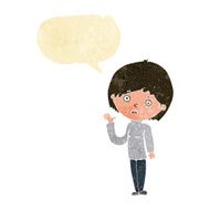 cartoon worried woman with speech bubble N7
