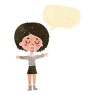 cartoon pointing woman with speech bubble N4
