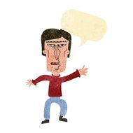 cartoon angry man waving warning with speech bubble N2
