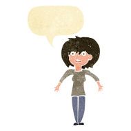 cartoon woman shrugging shoulders with speech bubble N35