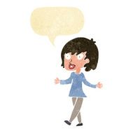 cartoon woman with open arms speech bubble N5