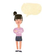 cartoon annoyed woman with speech bubble N14