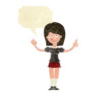 cartoon woman explaining idea with speech bubble N2