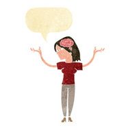 cartoon intelligent woman with speech bubble N3
