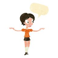 cartoon woman with arms spread wide speech bubble N2