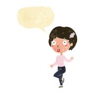 cartoon surprised woman with speech bubble N20