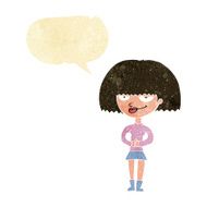 cartoon sly woman with speech bubble N2