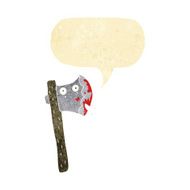 bloody cartoon axe with speech bubble