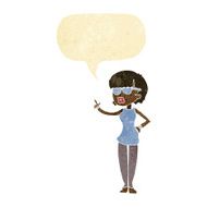 cartoon woman wearing spectacles with speech bubble N5