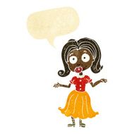 cartoon confused girl with speech bubble
