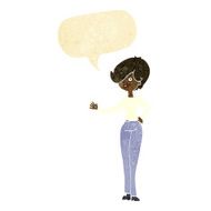 cartoon woman waving with speech bubble N23