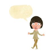 cartoon surprised woman with speech bubble N21