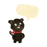 cartoon cute black bear cub with speech bubble