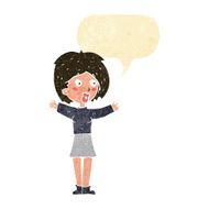 cartoon worried woman with speech bubble N8