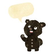 cartoon cute black bear cub with speech bubble N2