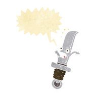 cartoon frightened knife with speech bubble N2