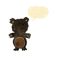 cartoon cute black bear cub with speech bubble N3