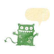 cartoon little monster with speech bubble N2