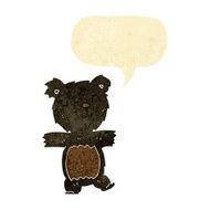 cartoon cute black bear cub with speech bubble N4