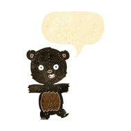 cartoon cute black bear cub with speech bubble N6