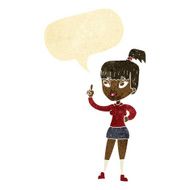 cartoon attractive girl with idea speech bubble
