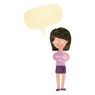 cartoon friendly girl rolling eyes with speech bubble N2