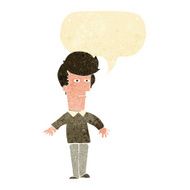 cartoon suspicious man with speech bubble N5